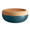 Керамична купа / фруктиера с корков капак Emile Henry Large Storage Bowl 36 см - цвят синьо-зелен thumbnail