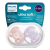 Комплект от 2 броя ортодонтични залъгалки Philips AVENT SCF091/09 Ultra Soft в кутия за стерилизиране, 0-6 м thumbnail