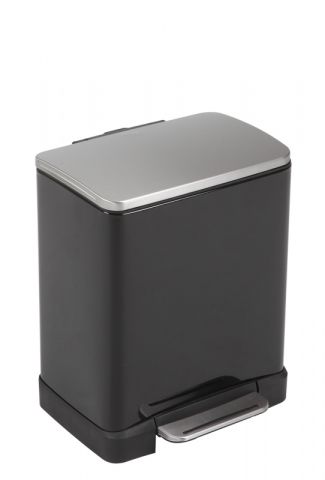 Кош за разделно събиране на отпадъци с педал Eko E-Cube, 10 + 9 л - черен