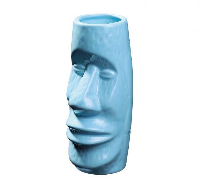 Чаша за коктейли глава Cilio Moai Tiki 350 мл, синя  