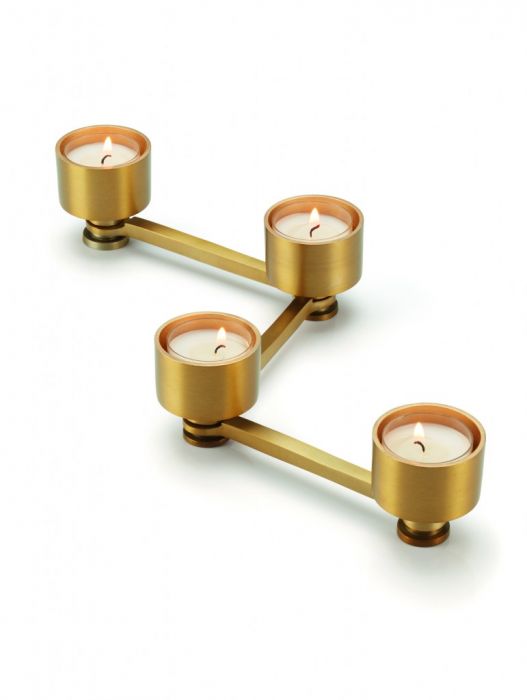 Свещник за 4 свещи Philippi Twig, златен цвят 