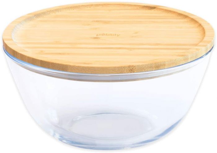Стъклена купа с бамбуков капак Pebbly - 1,6 л