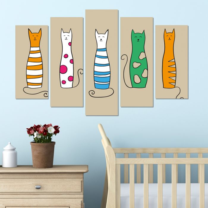 Декоративен панел за стена с разноцветни котки Vivid Home