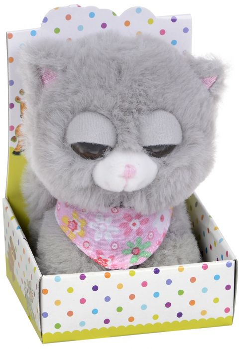 Плюшена играчка Morgenroth Plusch - Сиво коте в кутия, 12 см