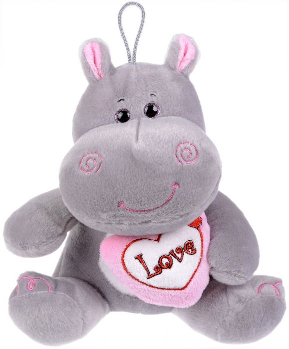 Плюшена играчка Morgenroth Plusch – Хипопотамче с розово сърце, 20 cм