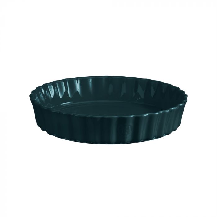 Керамична форма за тарт Emile Henry Deep Flan Dish 28 см - цвят тъмнозелен