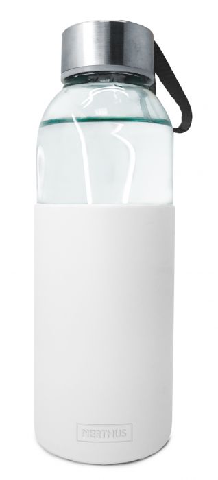 Стъклена бутилка със силиконов протектор Vin Bouquet/Nerthus 400 мл, бяла
