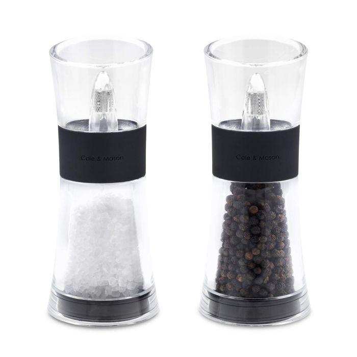 Комплект мелнички за сол и пипер Cole & Mason Flip 15,4 см - черни
