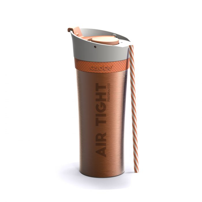 Двустенна термо чаша Asobu Fresh N Go с вакуумна изолация и система Air Pump 500 мл - цвят оранжев