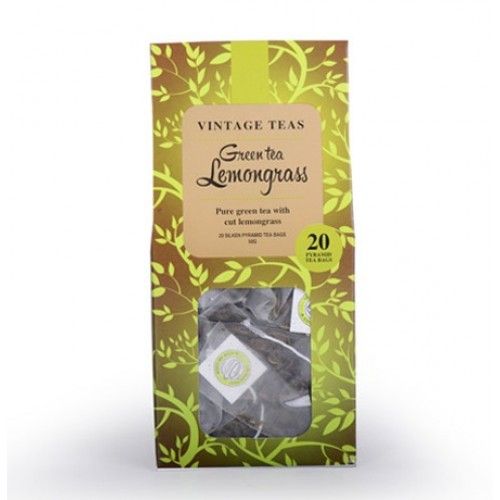 Натурален зелен цейлонски чай с лимонова трева Vintage teas 20 броя, 2,5 г