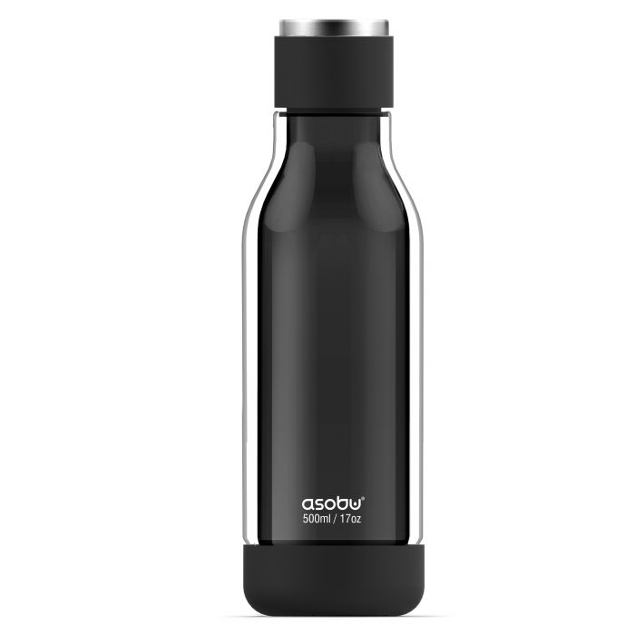 Двустенна бутилка Asobu Inner Peace 500 мл - стъкло/тритан, цвят черен