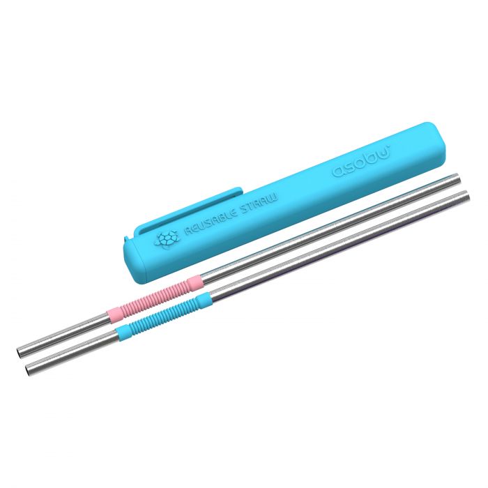 Сламки за многократна употреба Asobu Еco Friendly Reusable Straws Ps2 - цвят син/розов