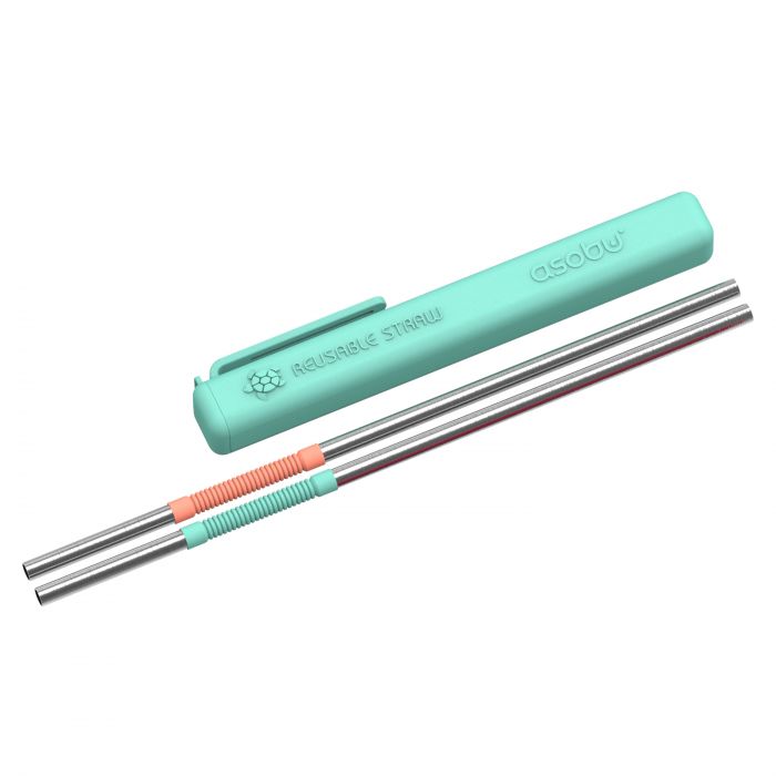 Сламки за многократна употреба Asobu Еco Friendly Reusable Straws Ps2 - цвят мента/корал