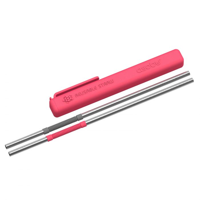 Сламки за многократна употреба Asobu Еco Friendly Reusable Straws Ps2 - цвят червен/черен