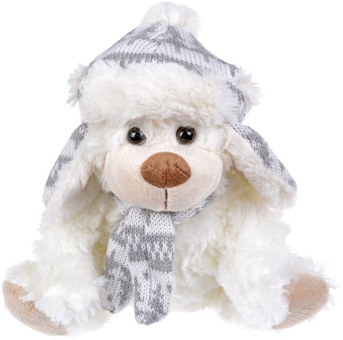 Плюшена играчка Morgenroth Plusch – Меченце със синя плетена шапка и шал, 24 cм