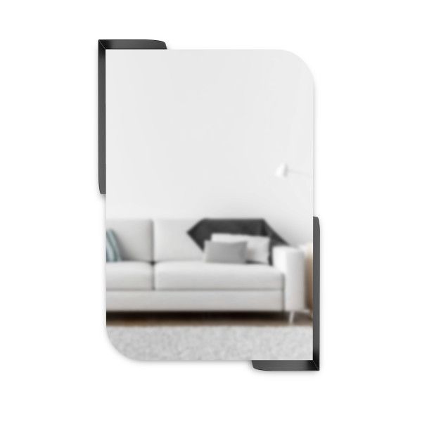 Огледало за стена с рафтове Umbra Alcove - цвят черен