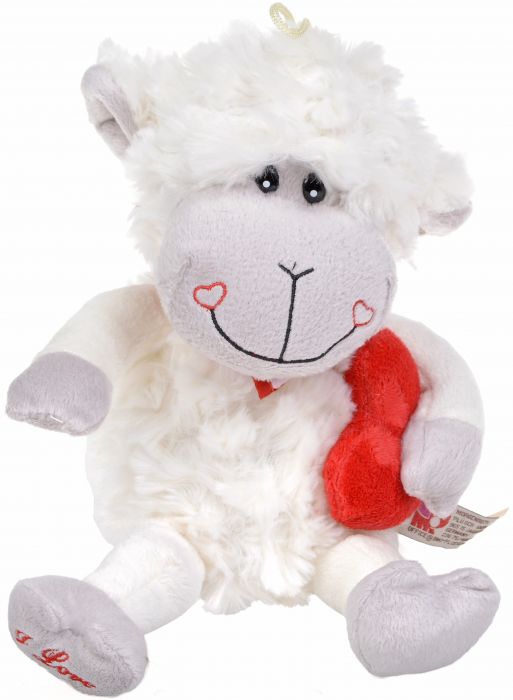 Плюшена играчка Morgenroth Plusch – Бяла овчица със сърце, 30 cм