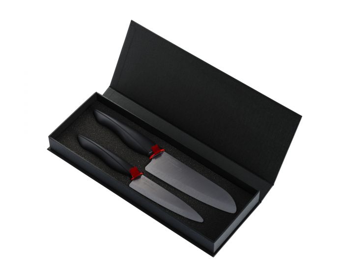 Комплект от 2 броя керамични ножове - черно острие/ черна дръжка Kyocera