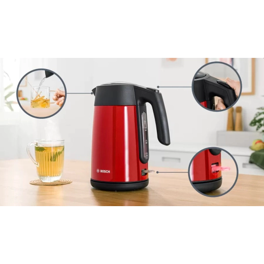 Електрическа кана Bosch TWK7L464, червена