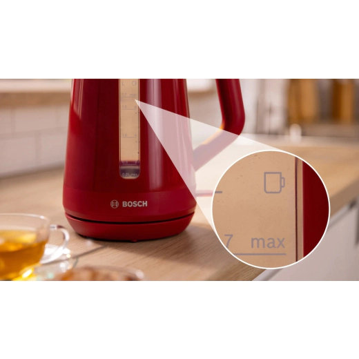 Електрическа кана Bosch TWK1M124, 2400 W - червена