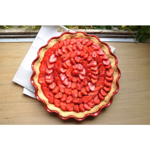 Керамична форма за тарт Emile Henry Ruffled Tart Dish 33 см - цвят червен