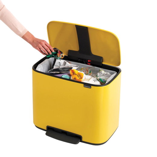 Кош за смет Brabantia Bo Pedal Daisy Yellow, 36 л