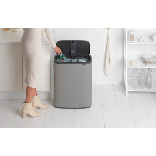 Кош за смет Brabantia Bo Touch Mineral Concrete Grey, 2 x 30 л