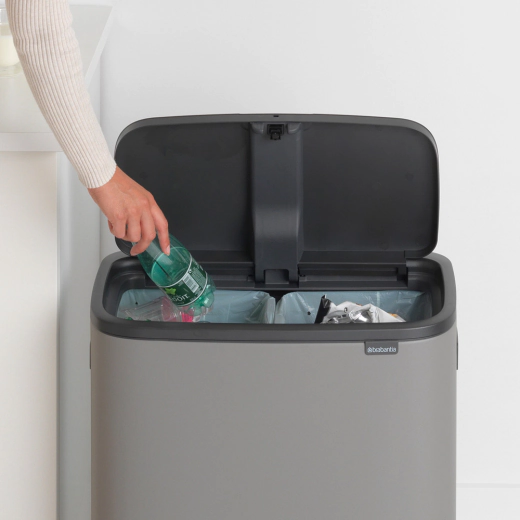 Кош за смет Brabantia Bo Touch Mineral Concrete Grey, 2 x 30 л
