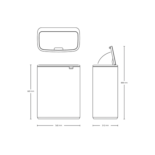 Кош за смет Brabantia Bo Touch Mineral Concrete Grey, 2 x 30 л