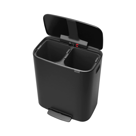 Кош за смет Brabantia Bo Pedal Matt Black, 2 x 30 л