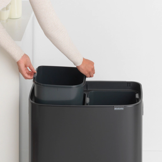 Кош за смет Brabantia Bo Touch Matt Black, 2 х 30 л
