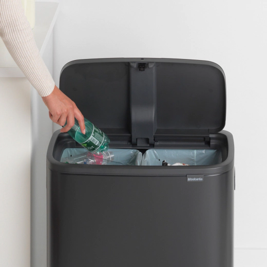 Кош за смет Brabantia Bo Touch Matt Black, 2 х 30 л
