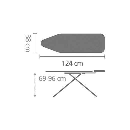 Маса за гладене с масивна поставка за ютия Brabantia Ice Water, 124 x 38 см