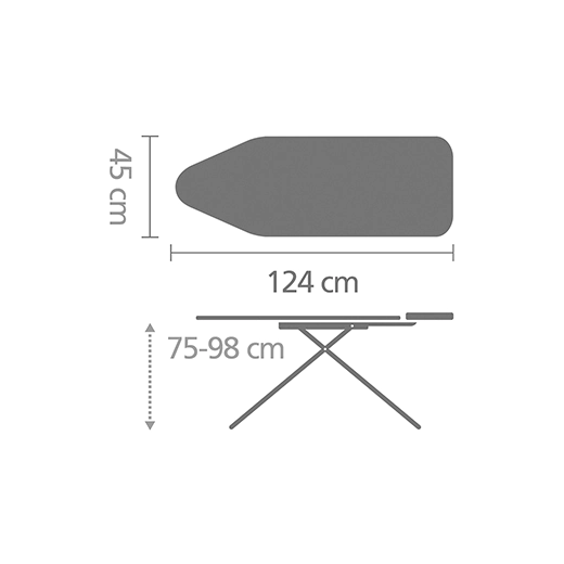 Маса за гладене със сгъваема поставка за парогенератор Brabantia PerfectFlow Bubbles, 124 x 45 см
