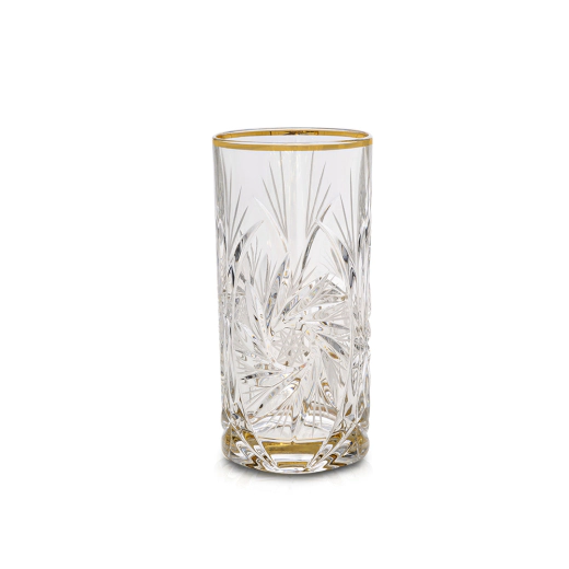 Чаша за вода Bohemia 1845 Pinwheel Matt Cut and Gold - 370 мл, 6 броя
