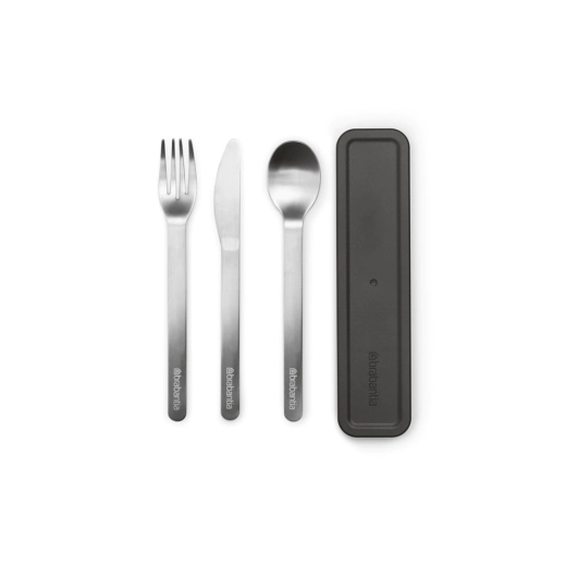 Комплект прибори за хранене Brabantia Make&Take 3 части, Dark Grey