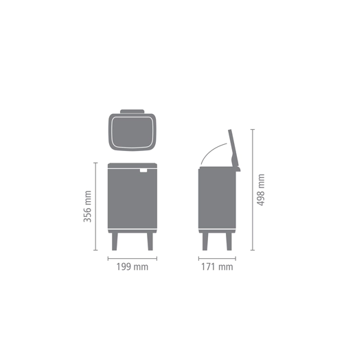 Кош за смет Brabantia Bo Small Hi Matt Black - 4 л