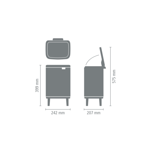 Кош за смет Brabantia Bo Small Hi Matt Black - 7 л