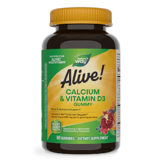 Мултивитамини Nature's Way Alive! Калций+Витамин D3 250 мг, 60 дъвчащи таблетки