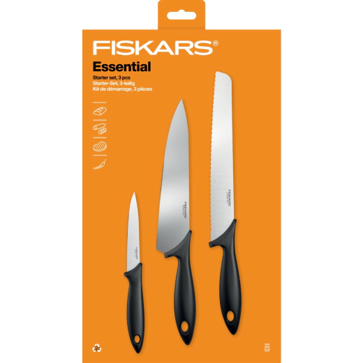 Комплект кухненски ножове Fiskars Essential - 3 броя