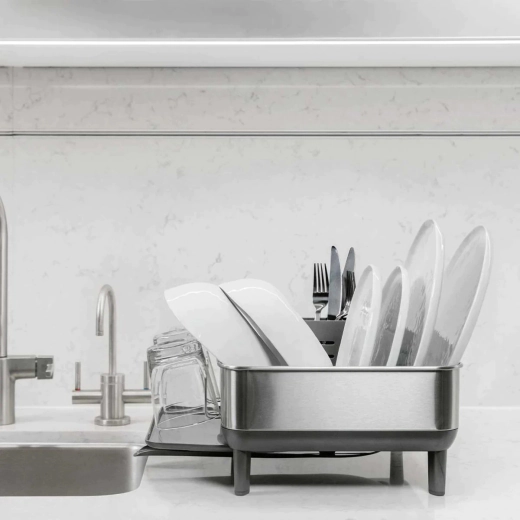 Сушилник за съдове Simplehuman, неръждаема стомана