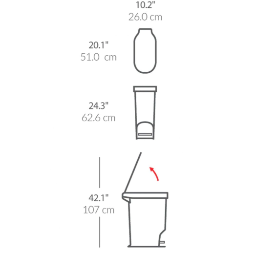 Кош с педал Simplehuman Slim 40 л, бял