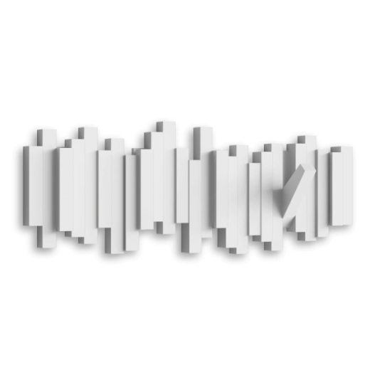 Закачалка за стена с 5 бр. закачалки Umbra Sticks - цвят бял