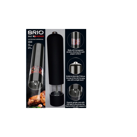 Електрическа мелница за сол/пипер BRIO Salt Pepper Soft Touch, черна 