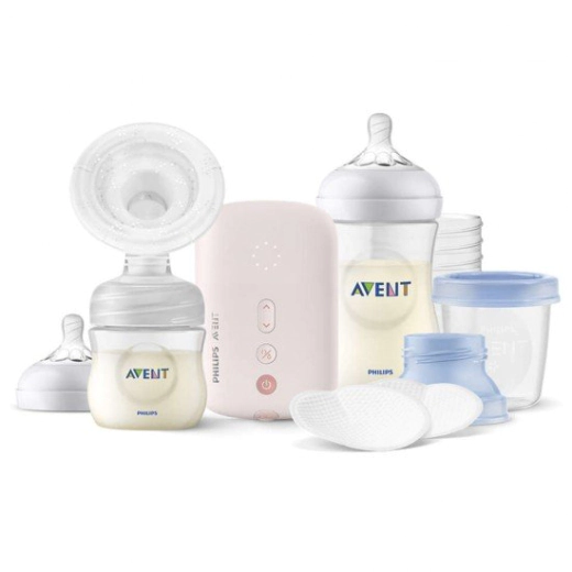 Комплект единична електрическа помпа Philips Avent Natural Motion + шишета, контейнери VIA, несесер