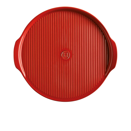 Керамична плоча за пица Emile Henry Ridged Pizza Stone 40 см - цвят червен