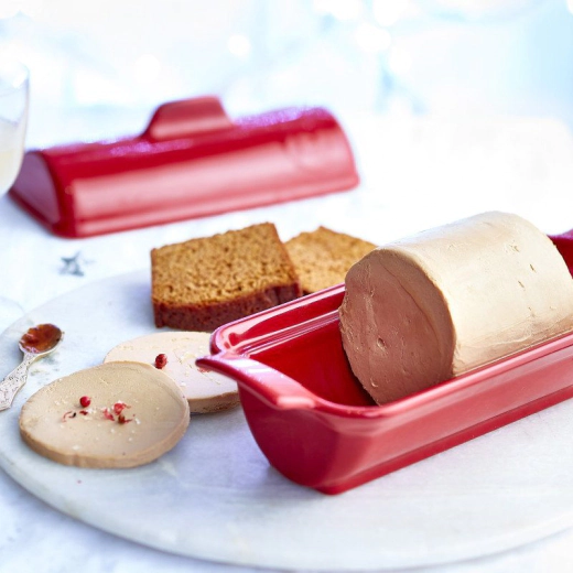 Керамична форма за терин Emile Henry Medallion Terrine 24,5/10 см - цвят бял