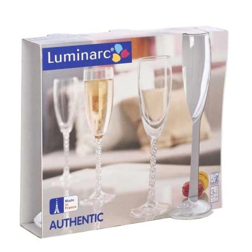 Комплект от 3 броя чаши за шампанско Luminarc Authentic, 170 мл