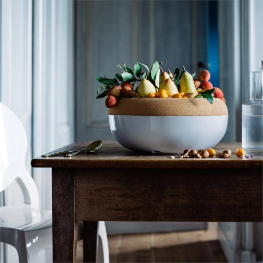 Керамична купа / фруктиера с корков капак Emile Henry Large Storage Bowl 36 см - цвят черен