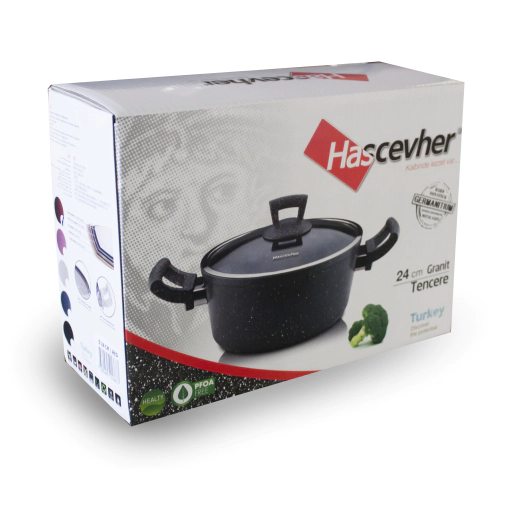 Тенджера Hascevher Granite 24 см, 4,9 л
